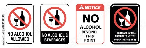 No Alcohol Sign Icon Vector Representing Prohibited Drinks and Alcoholic Beverages
