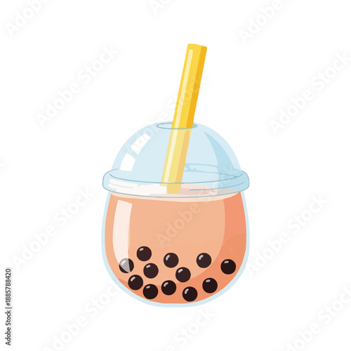 Bubble Tea Vector Illustration Taiwanese Dessert Drink