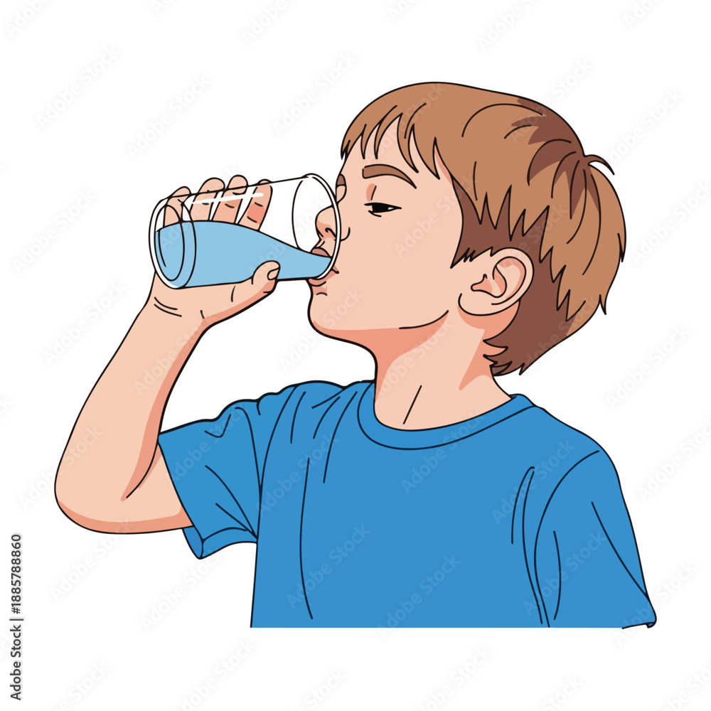 custom made wallpaper toronto digitalBoy drinking glass of water illustration vector