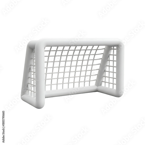 White Mini Soccer Goal with Grid Netting sport game isolated on Transparent Background