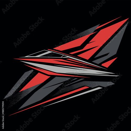 Car Body Sticker Vector, Sport Racing Decals for Vehicle Wrap and Modification