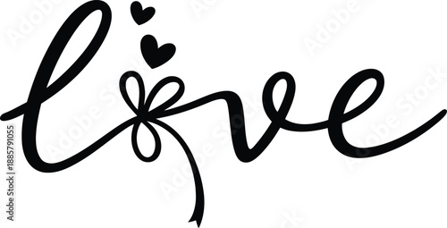 Elegant love symbol with hearts and bow design element