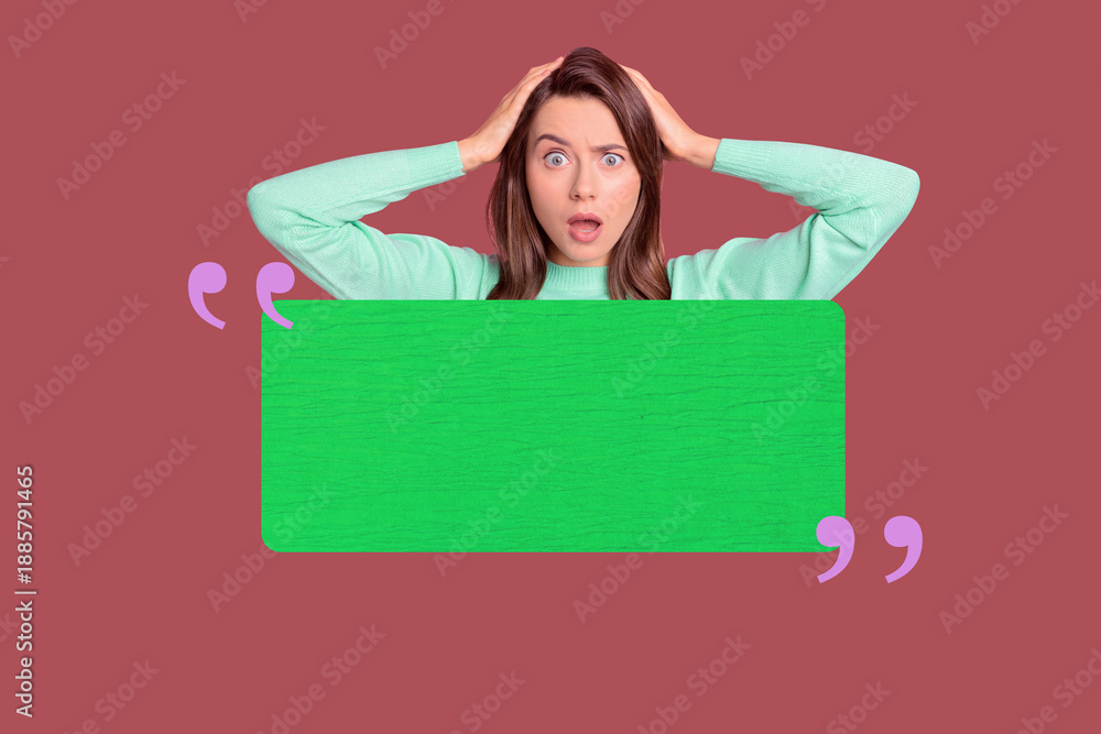 Fototapeta premium Creative collage showing people person with speech bubble representing fast internet communication blogging internet job work