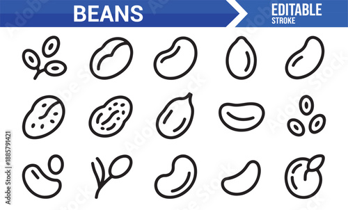 Beans food icons for menus and packaging