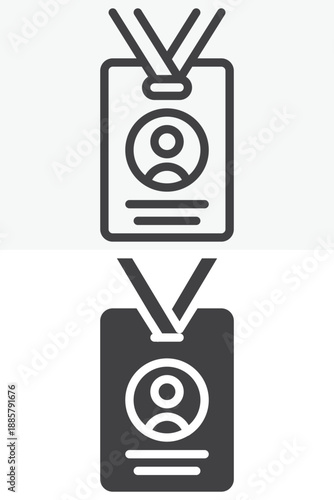 Press ID card journalist icon set in line, outline and solid style. Editable stroke vector sign and symbol for media news icon, accreditation and reporter icon.