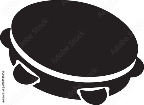 Black Tambourine Icon Vector Percussion Musical Instrument Silhouette Clip Art