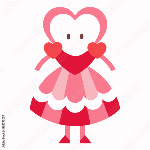 Heart-shaped character in pink dress
