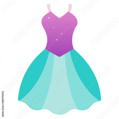 Purple and turquoise ball gown