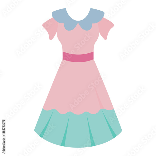 Vintage style pink and blue dress