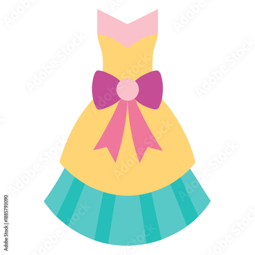 Colorful princess dress with bow
