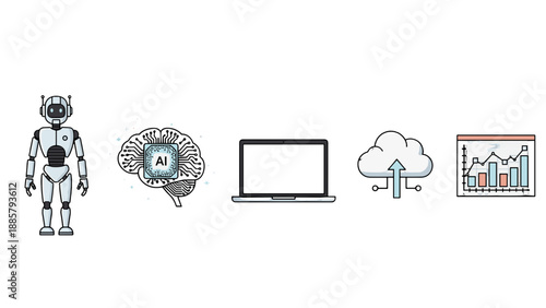 An outline illustration features a man holding a gift box, accompanied by various romantic and celebratory symbols, isolated on white.