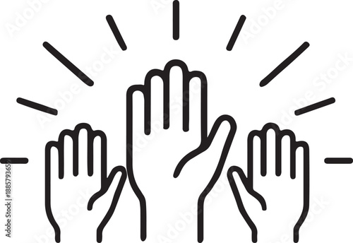 PrintThank you volunteers icon with raised hands showing gratitude and community spirit