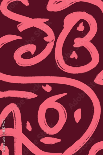 Decorative abstract pink pattern with artistic shapes for creative design use.