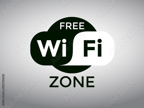 Free WiFi zone black icon illustration on white background vector design for internet hotspot, connection, online digital communication