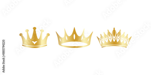 Golden color crown silhouette vector illustration with luxury royal symbol for power, authority, leadership, king and queen design concept