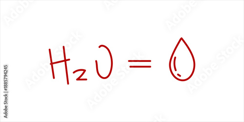Hand drawn H2O chemistry equation vector illustration with scientific formula, molecular structure, chemical reaction and educational doodle sketch design