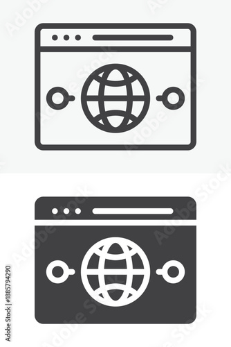 Online news website layout icon set in line, outline and solid style. Editable stroke vector sign and symbol for web news icon, digital media and page icon.