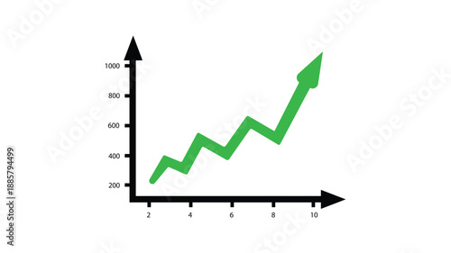 Graph diagram up icon, business growth success chart with arrow, business bar sign, profit growing symbol