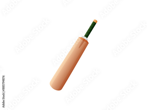 Realistic cricket bat on white background vector illustration with wooden sports equipment design for summer game, team sport and athletic training