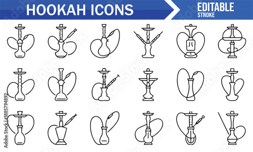 Shisha smoking accessories editable icon pack