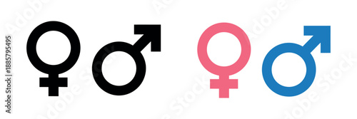 Gender Symbol Vector, Male and Female Icons Isolated on White Background