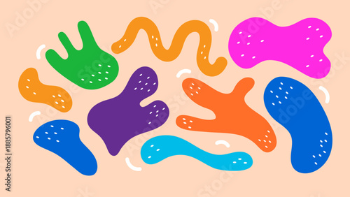 Abstract organic shape doodle style. Handdrawn blob form background