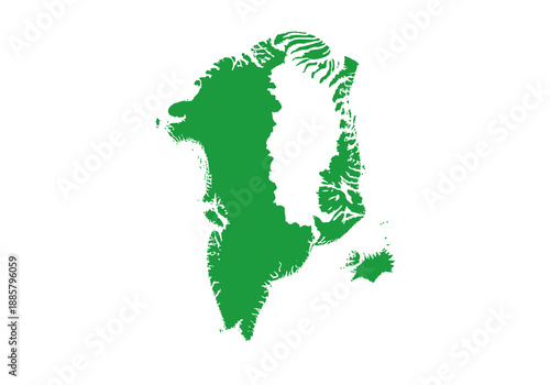 Greenland Map Illustration Showing Ice Masses and Coastlines from an Aerial Viewpoint