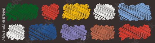 Organic crayon rectangle frame shapes set. Hand-drawn abstract fluid square blobs with wavy irregular flat text boxes. Curvy random bento-style childish colorful banners isolated vector collection.