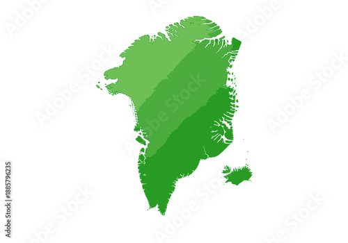 Illustration of green leafy foliage with abstract shapes on white background from a direct viewpoint