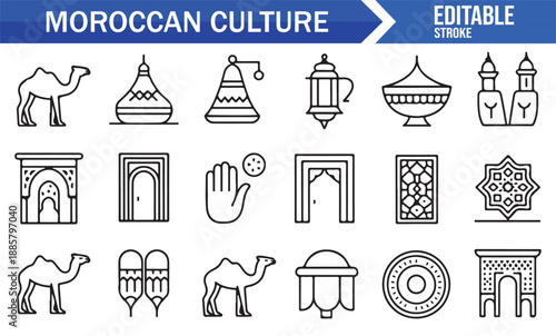 Traditional Moroccan culture editable icon pack