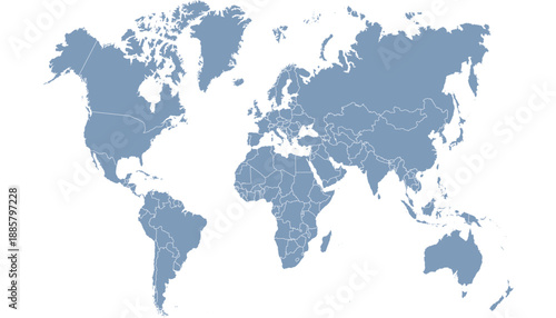 World map. Grey modern vector map. Silhouette map