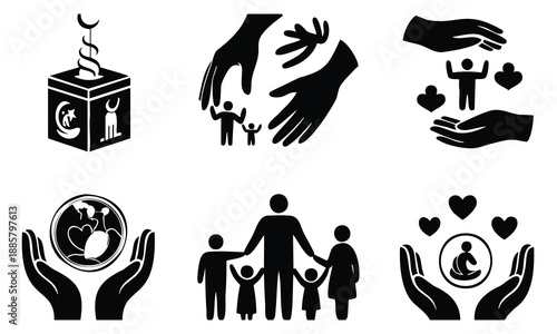Charity and family community set bundle Ramadan silhouette silhouettes