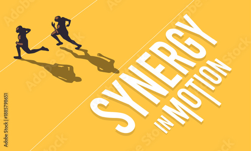 Sports. Athletic sprinters action silhouette. Synergy in motion. Minimalist running race for sports event, athletics club promotion, and energetic fitness competition, business competition, fitness