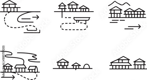 Original name(s): Village Wayfinding and Travel Route Line Art Icons