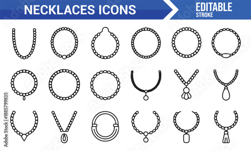 Jewelry necklace designs editable icon pack