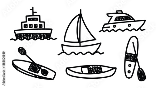 Coastal Navigation Collection: A collection of meticulously sketched nautical vessels, each exuding the allure of sea-bound journeys. Featuring the allure of the open ocean. 