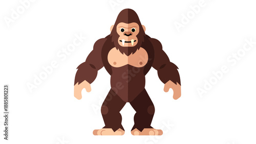 Bigfoot Vector Illustration, Flat Design Style, Cryptid Creature Graphic for Fantasy and Folklore Themes