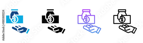 Salary Icon Multiple Style Vector Illustration
