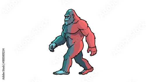 Bigfoot Sasquatch Walking Vector Illustration Graphic Style Stylized Character for Fantasy and Mythical Creature Concepts