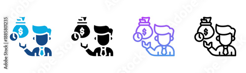 Wages Icon Multiple Style Vector Illustration
