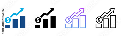 Growth Icon Multiple Style Vector Illustration

