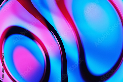 Abstract neon glowing warped concentric rings
