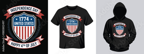 Independence Day 1774 United States - Patriotic Shield Emblem Graphic