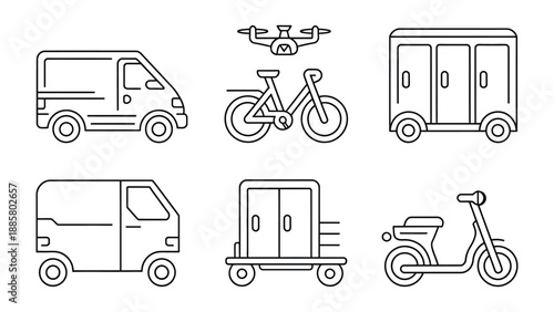 Fleet of Delivery Vehicles: A collection of various vehicles showcases the versatility of transportation for goods and services in modern society.