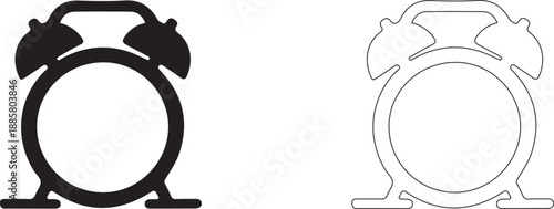 Alarm clock in retro style with a blank dial. Vector template.