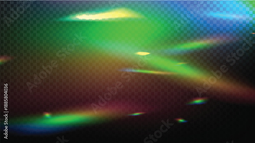 PNG Crystal Prism Light Effect Sparkle Glare Reflection Overlay. Glass Banner Optical Rainbow Lights, Chromatic Streak Rainbow Effect, Falling Confetti