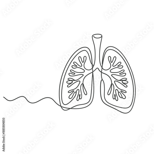 Minimalist Line Art Depiction Of Human Lungs And Respiratory System