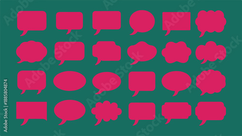 Pink speech bubbles on green background chat dialogue