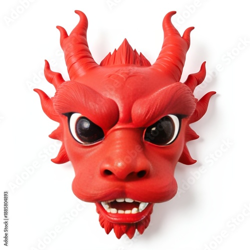 Chinese Red Dragon mask on white background