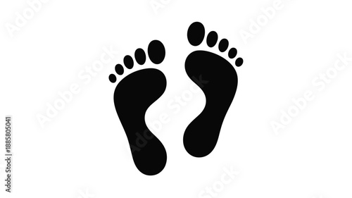 Simple black footprints A minimalist illustration of two bare feet